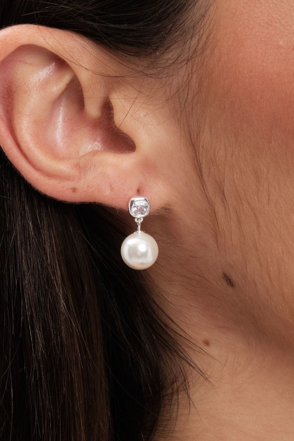 Simply Silver Sterling Silver 925 Cubic Zirconia and Pearl Drop Earrings image 3