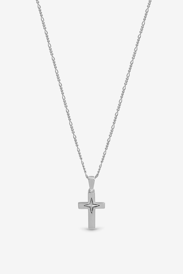 Inicio Sterling Silver Plated Polished Cross Pendant - Gift Pouch
