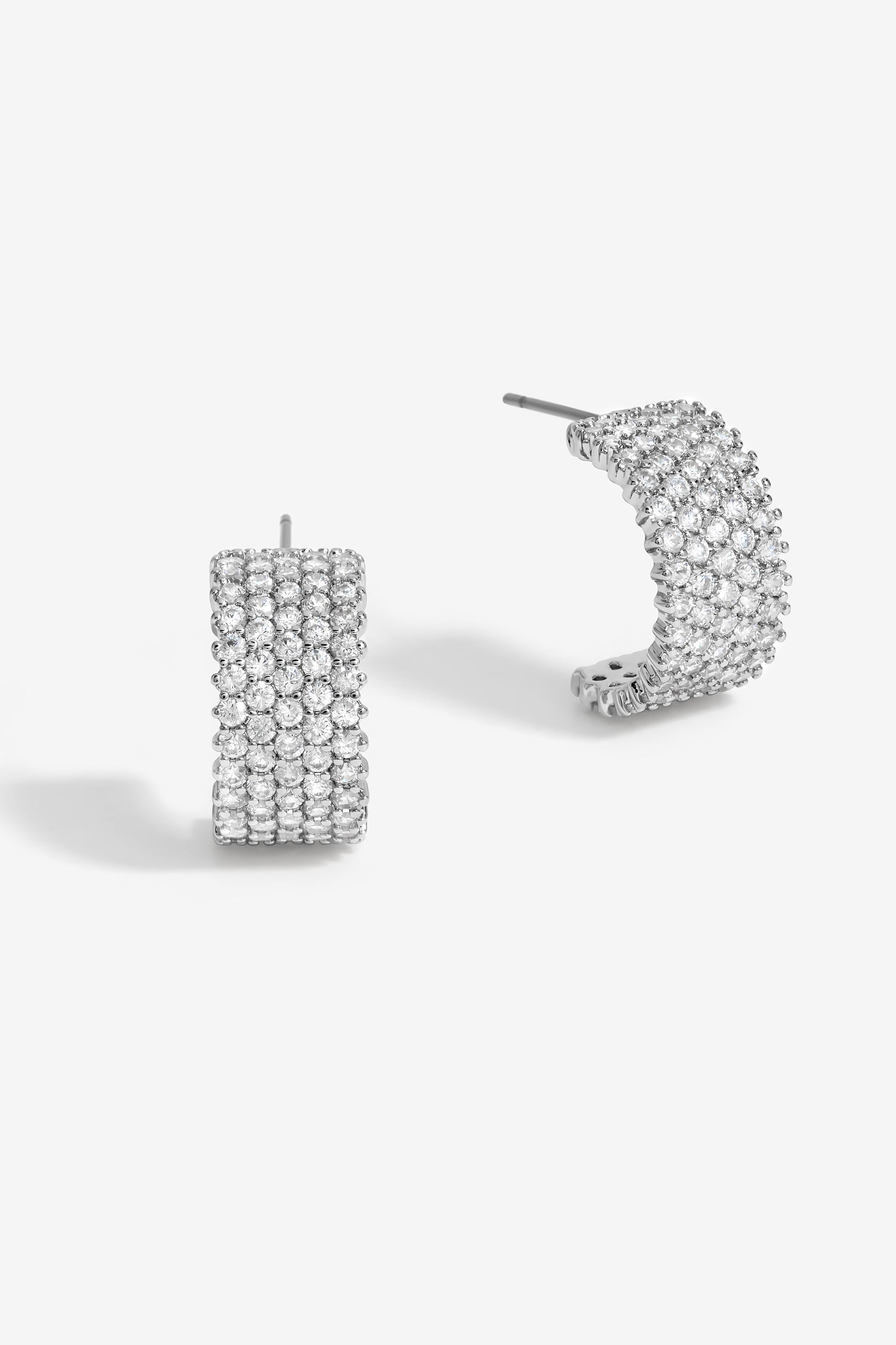 Jon Richard Crystal Pave Hoop Earrings image 1