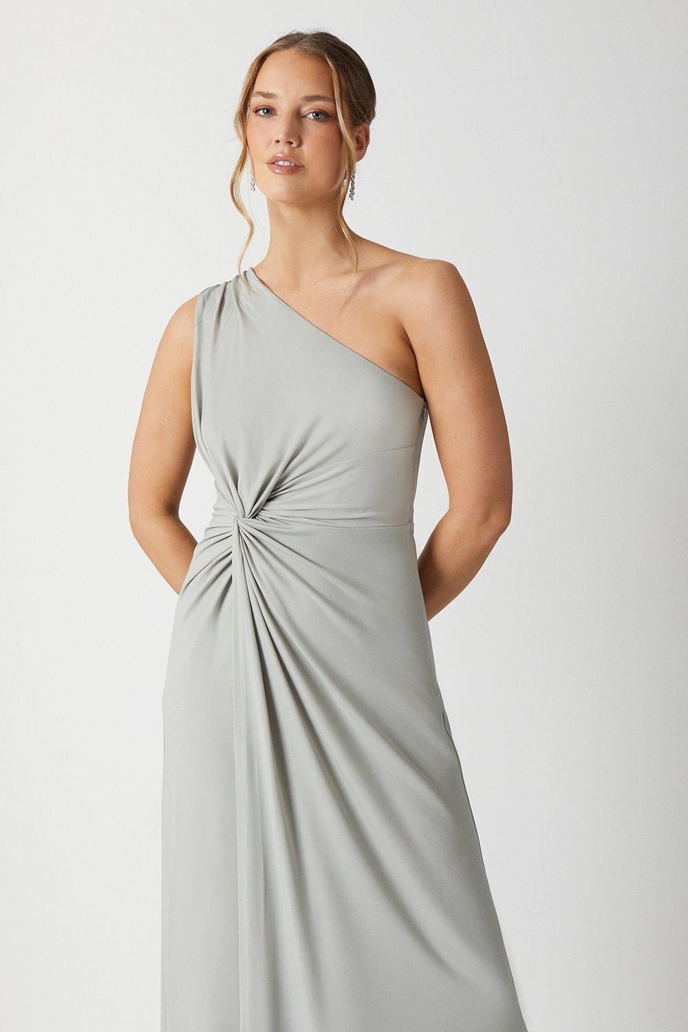 Coast Twist Detail One Shoulder Jersey Bridesmaid Dress Sage image 2