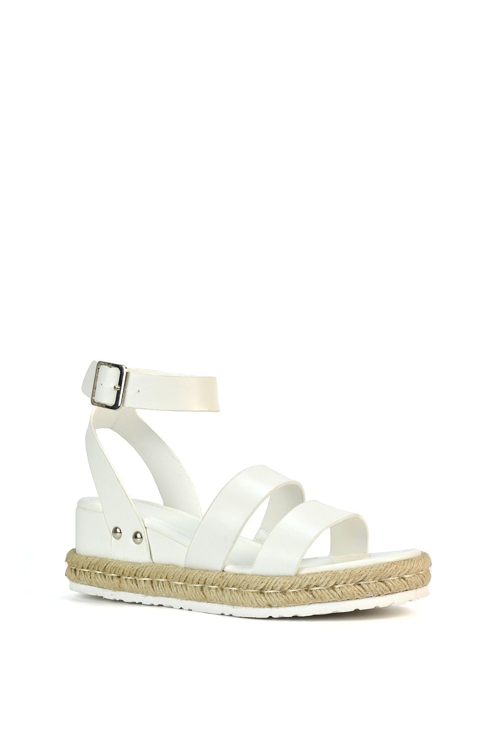 XY London 'Brook' Espadrille Platform Wedge Low Heel Sandal Shoes With Ankle Strap image 2