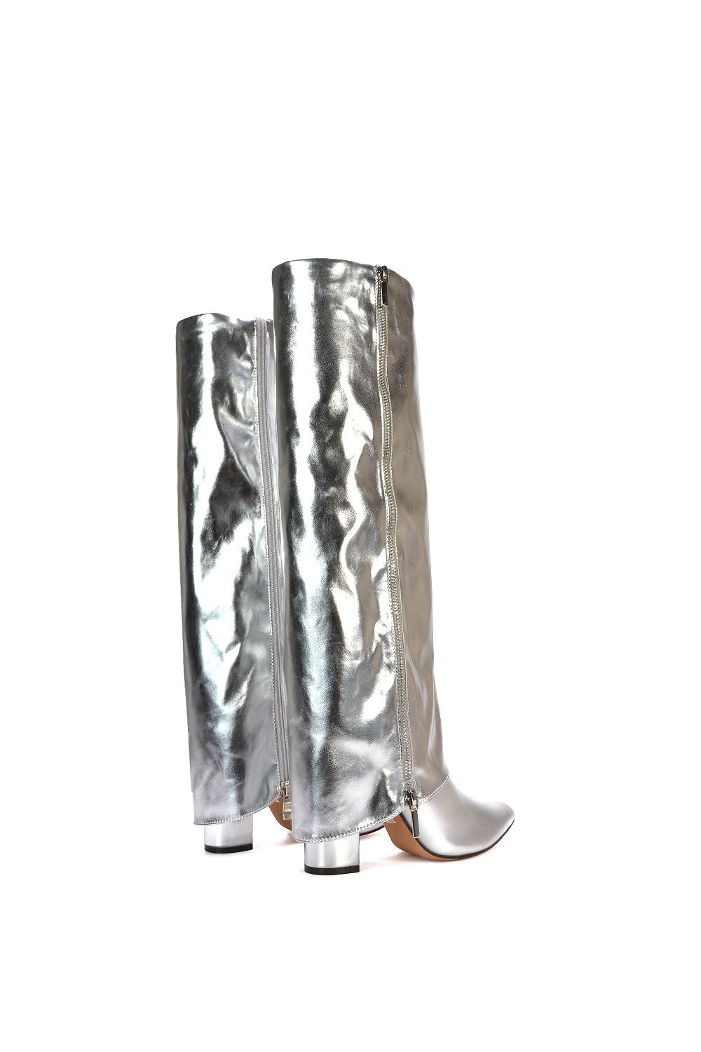 XY London 'Allie' Knee High Fold Over Pointed Toe Boots With Zip Detail image 6