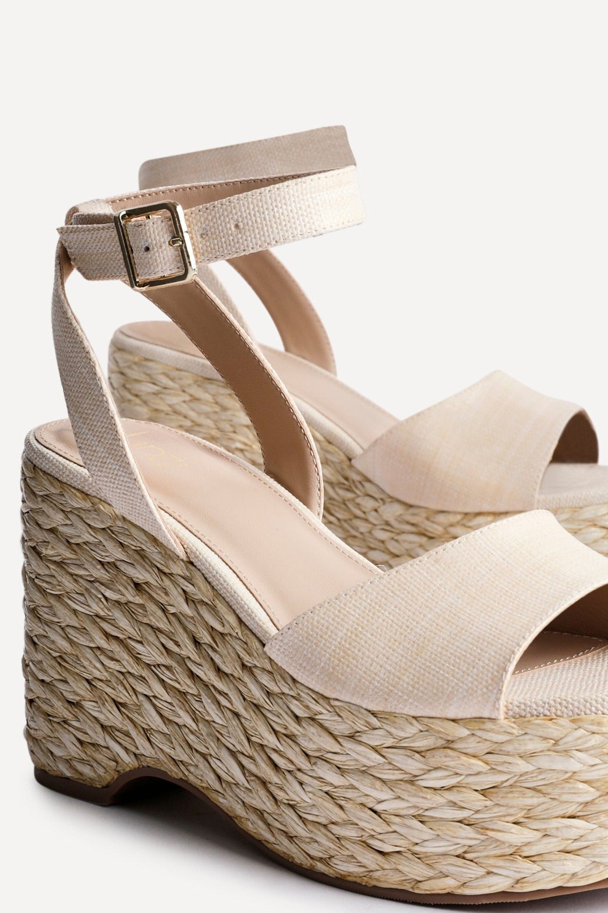 Linzi Pacific Beige Textured Espadrille Platform Wedge image 4