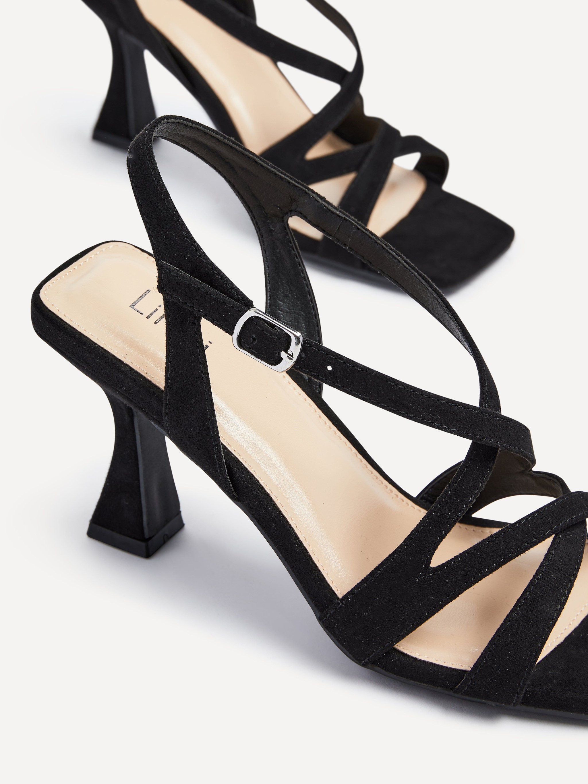 Linzi Liberty Black Faux Suede Square Toe Caged Heel image 4