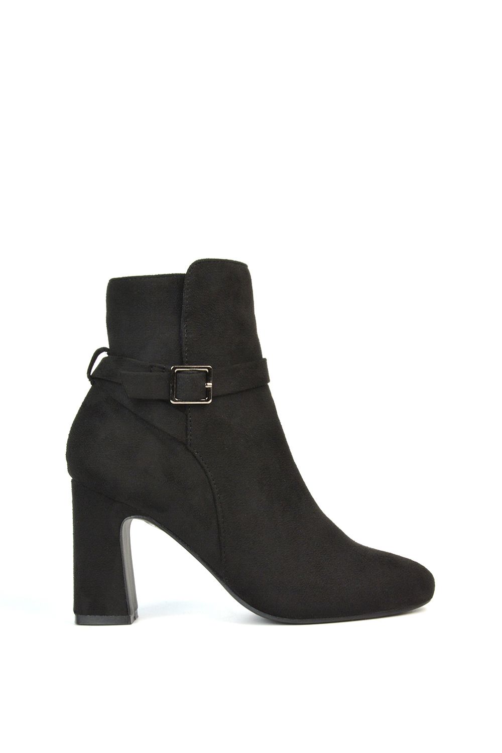 XY London 'Mary' Block Mid High Heel Shoe Booties With Buckle Strap image 1