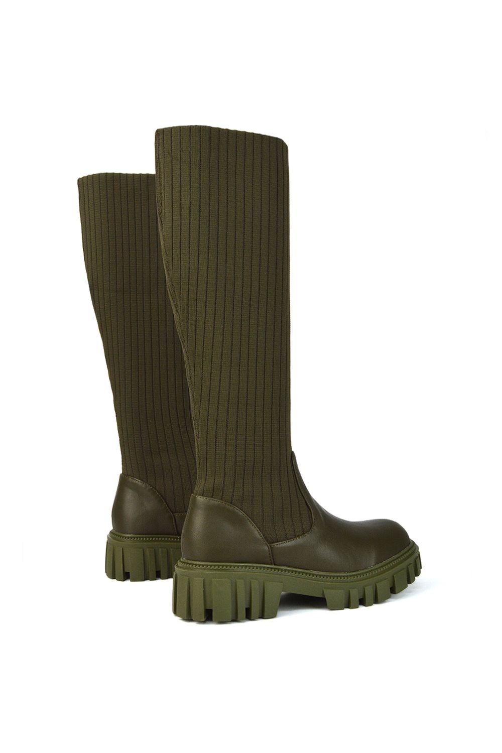 XY London 'Kirsten' Knitted Sock Knee High Boots with Chunky Sole image 3