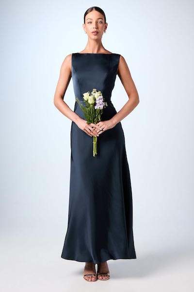 Coast Sleeveless Satin Bridesmaid Dress Navy