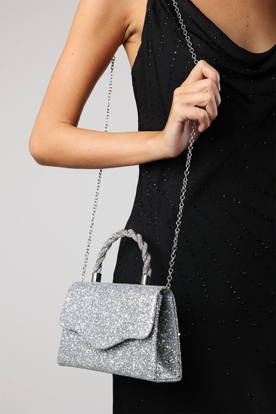 Where's That From 'Pluie' Glitter Evening Bag With Braided Top Handle