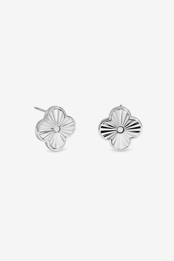 Jon Richard Silver Plated Diamond Cut Clover Earrings