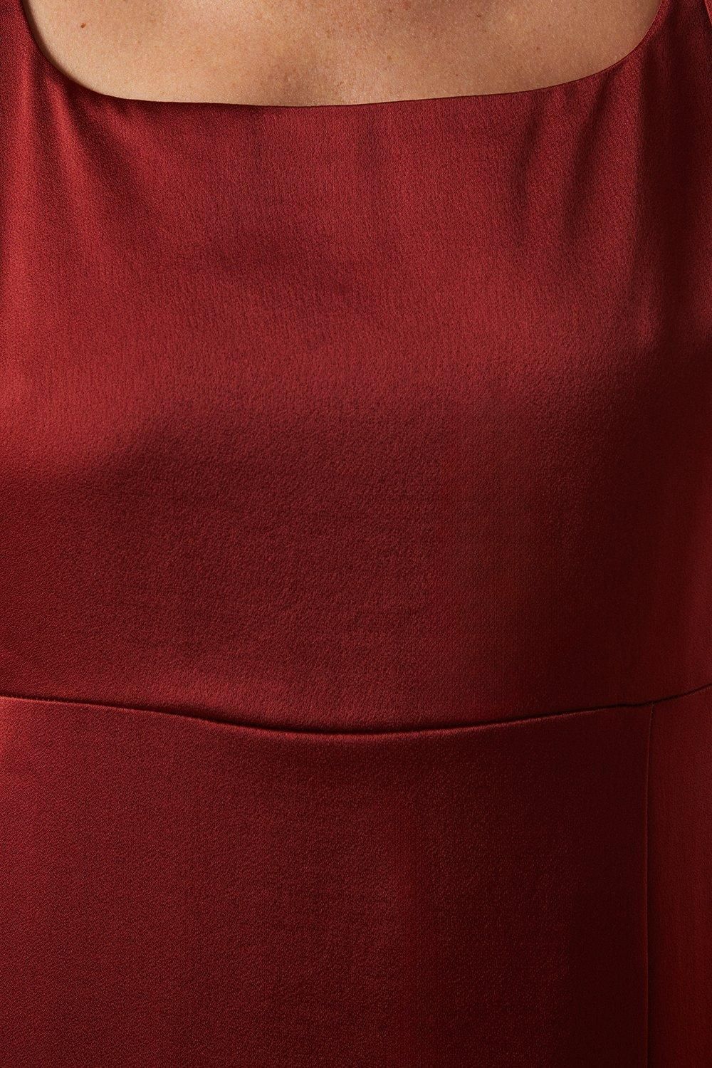 Oasis Satin Tie Shoulder Midi Bridesmaid Dress Burnt Orange image 5