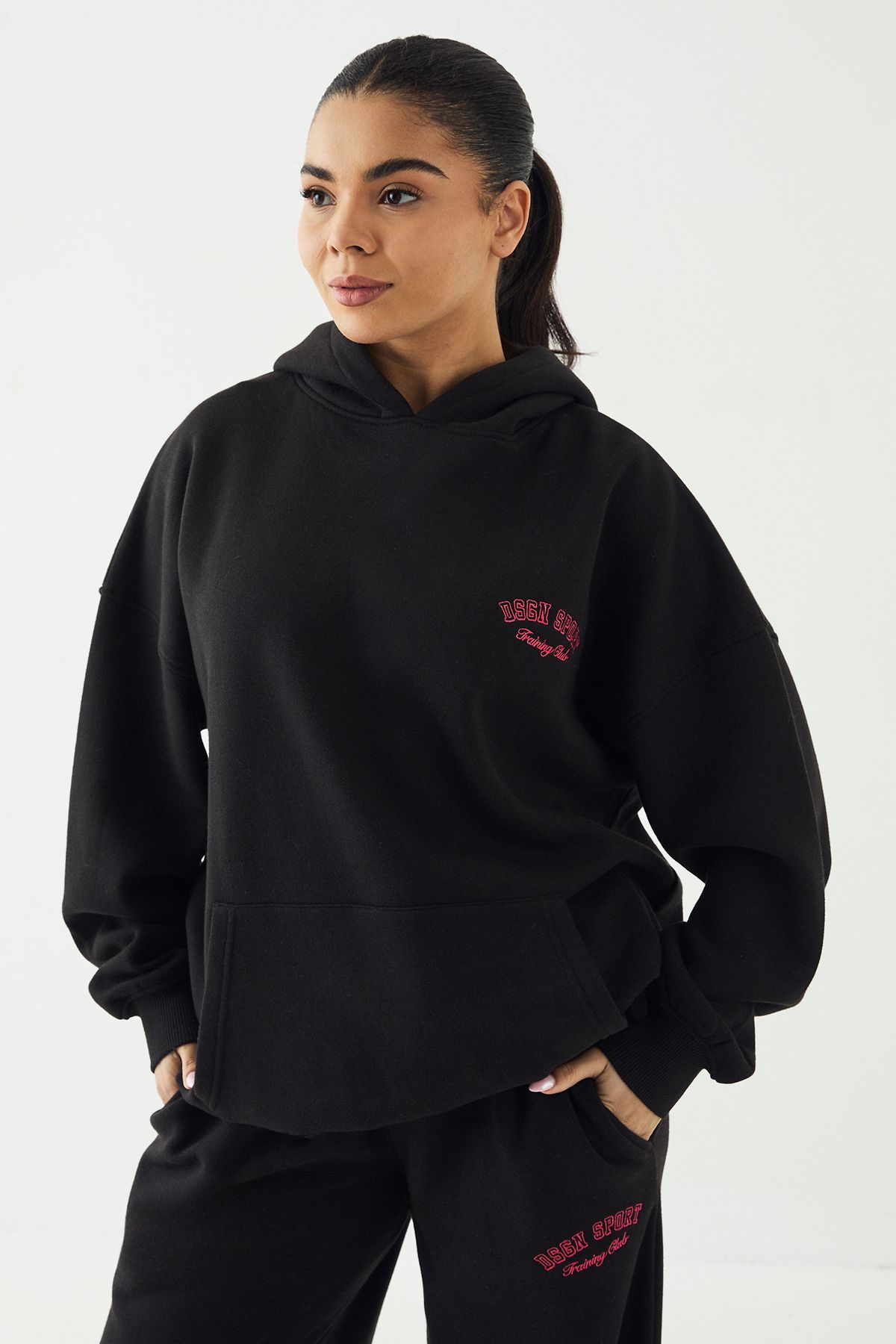 DSGN Studio DSGN Studio Sport Training Club Oversized Hoodie Black image 1