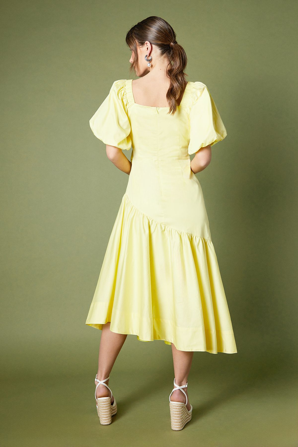 Coast Puff Sleeve Midi Dress Yellow image 4