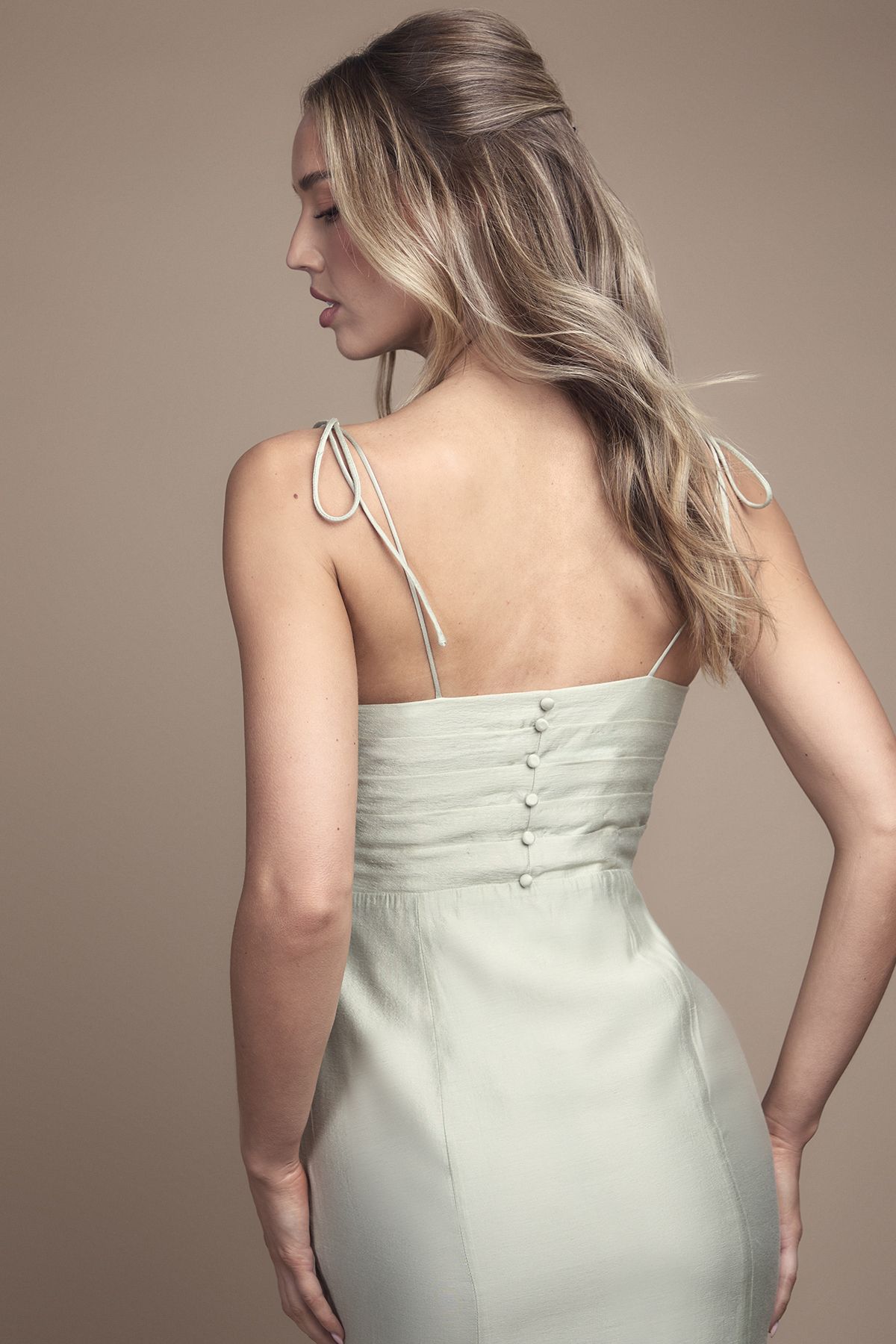 Coast Satin Strappy Cowl Neck Bridesmaid Dress Sage image 4