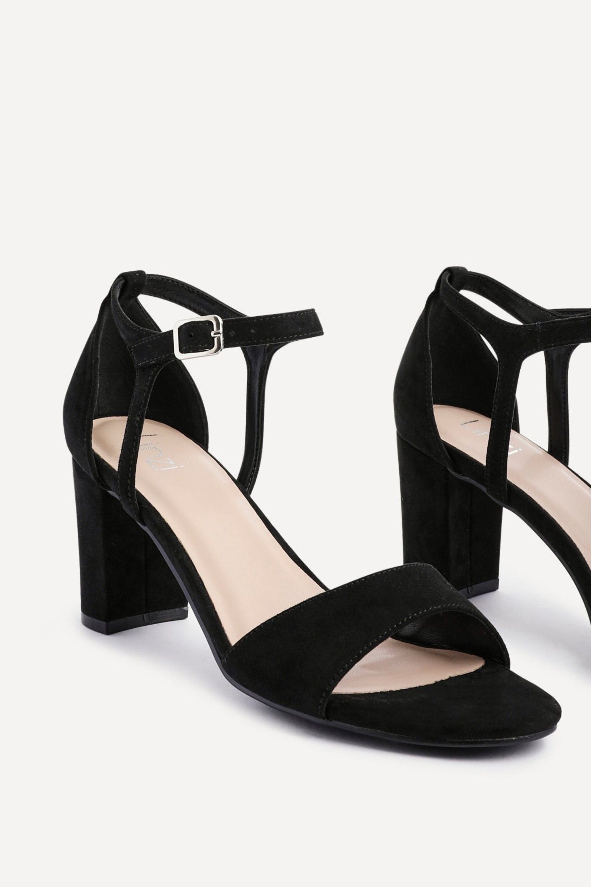 Linzi Abby Black Faux Suede Closed Back Block Heel Sandal image 4
