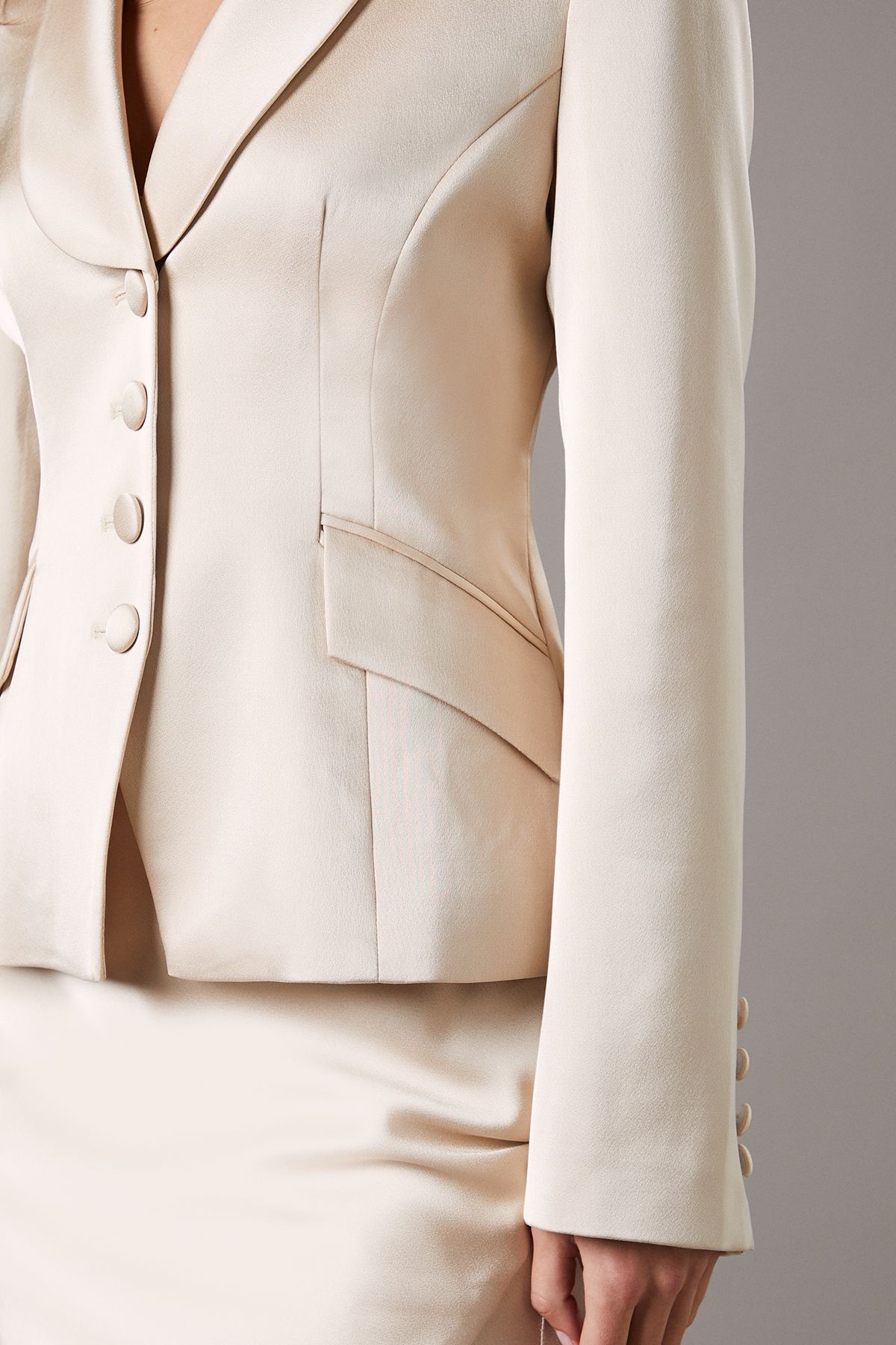 Coast Waisted Jacket With Satin Lapel Ivory image 3