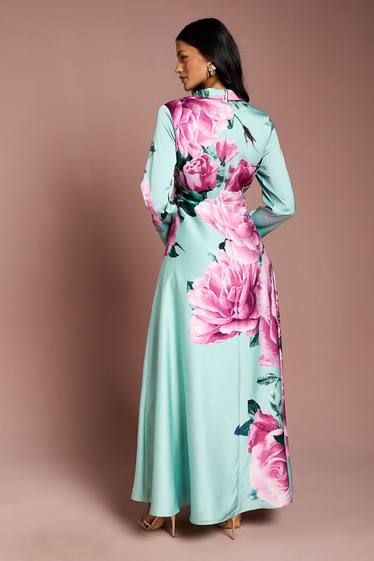 Coast Petite Placement Print Wrap Front Gown Sage image 3