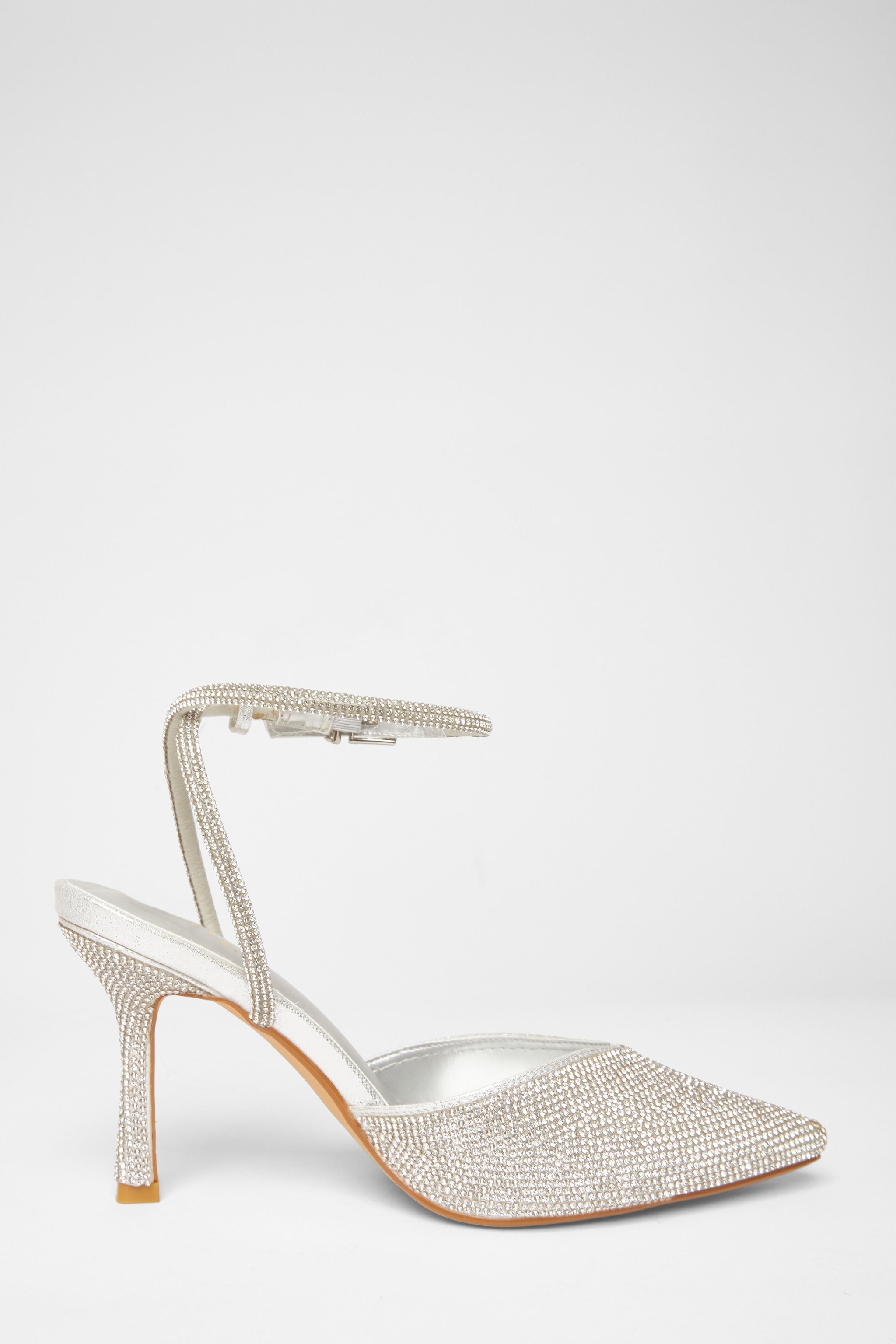 Quiz Silver All Over Diamante Court Heels image 5