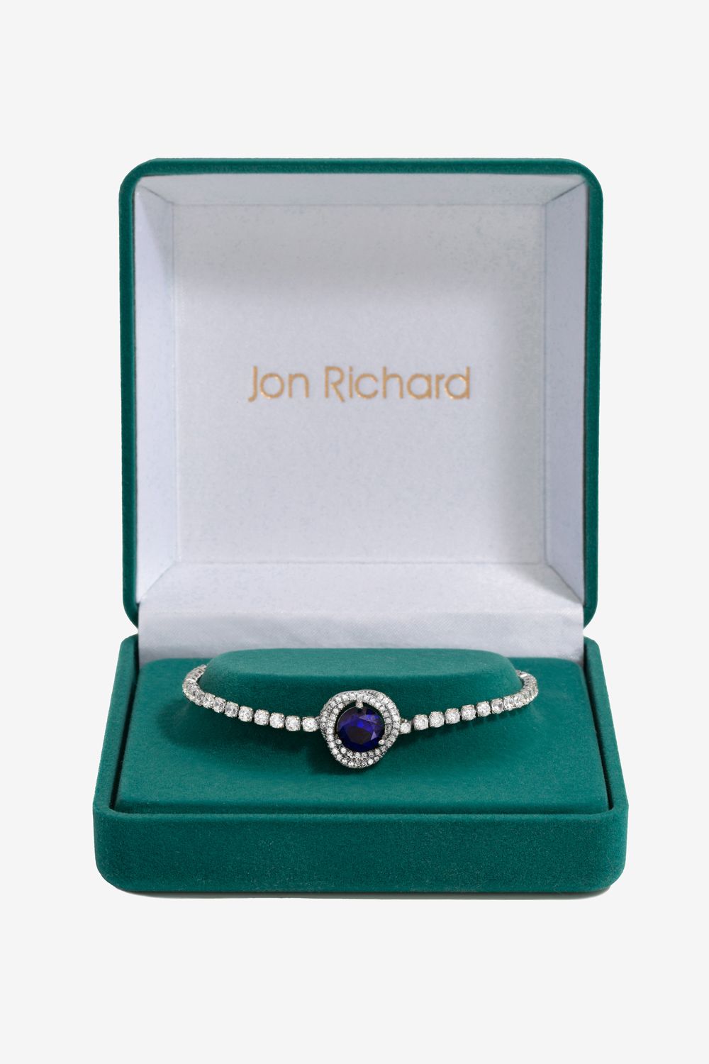 Jon Richard Jon Richard Rhodium Plated Sapphire Halo Toggle Bracelet