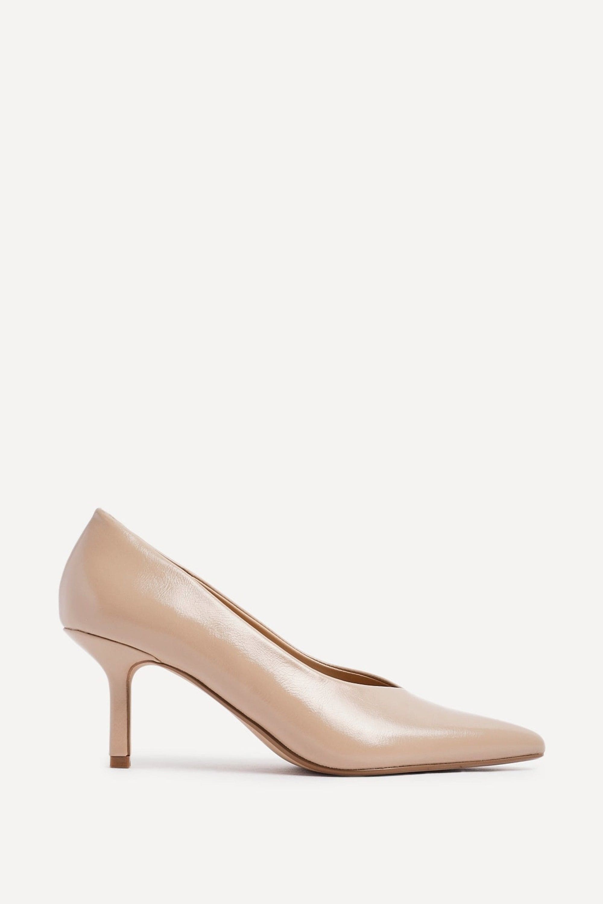 Linzi Bellamy Nude Faux Leather V-Cut Vamp Court Heels image 1