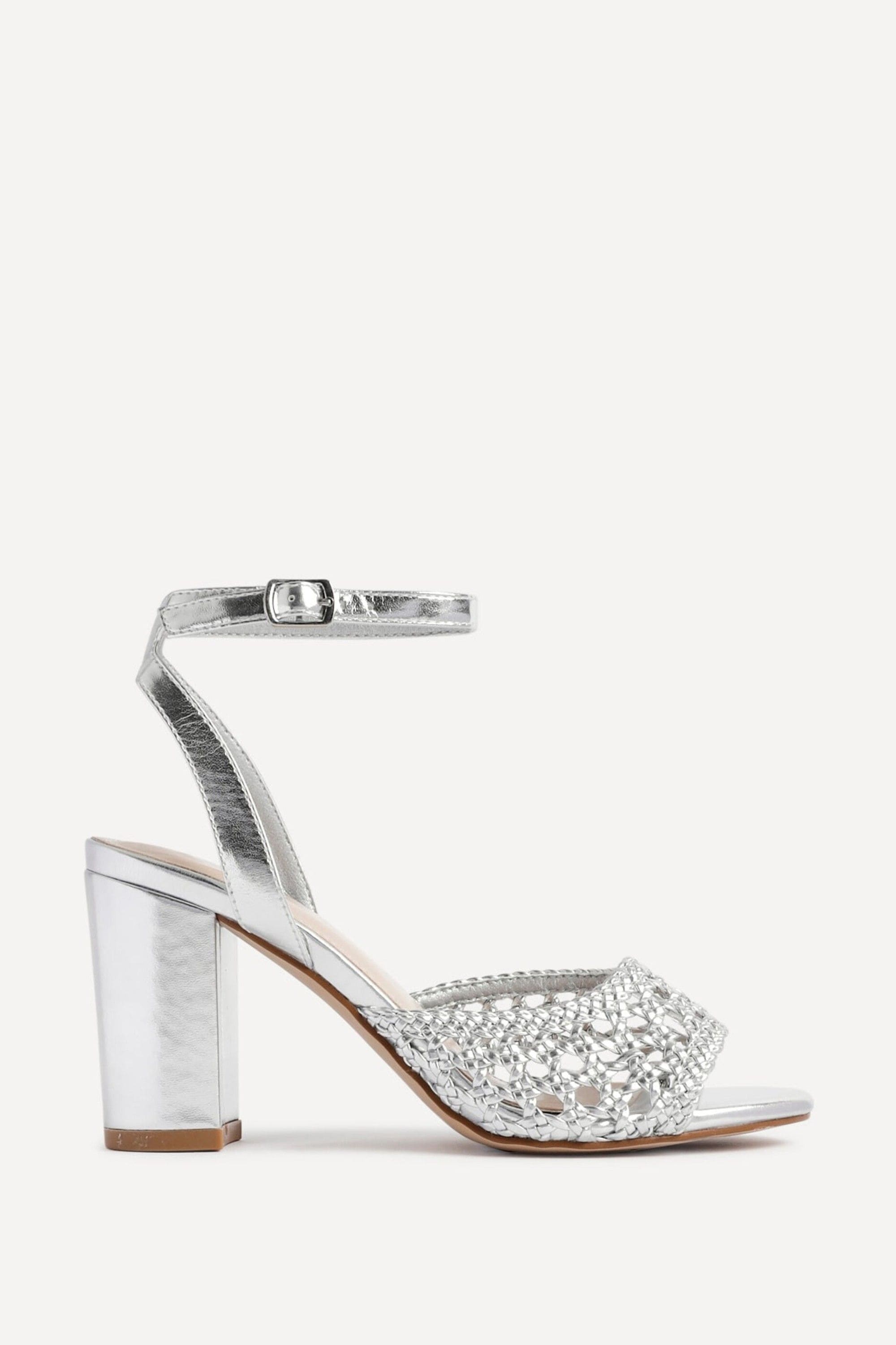 Linzi Bridget Silver Faux Leather Handwoven Block Heeled Sandal image 1