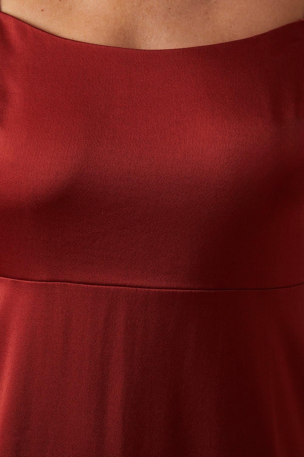 Oasis Cold Shoulder Satin Bridesmaid Midaxi Dress Rust image 5