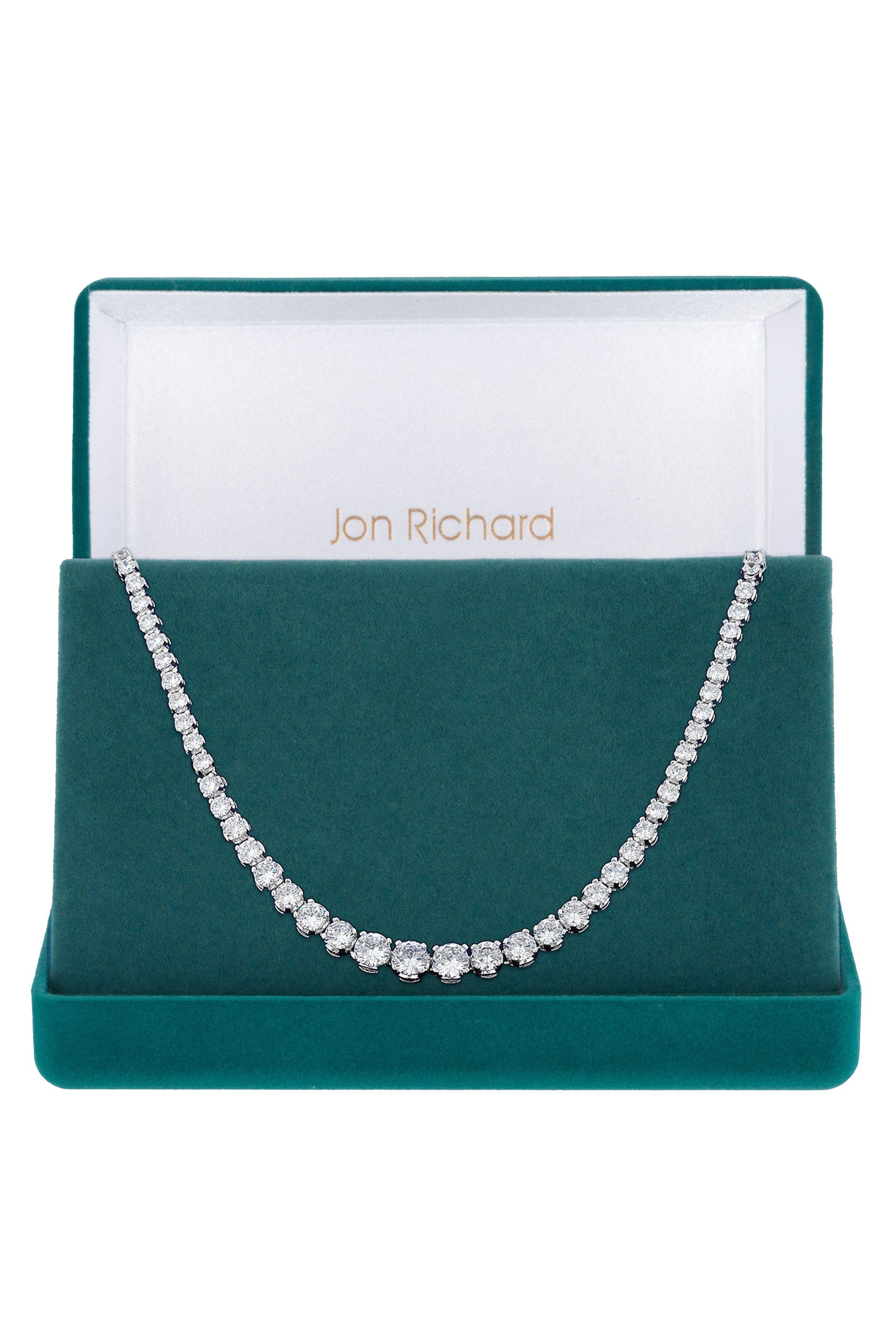 Jon Richard Gift Packaged Rhodium Plate And Cubic Zirconia Tennis Necklace image 1