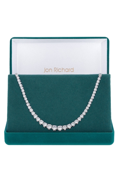 Jon Richard Gift Packaged Rhodium Plate And Cubic Zirconia Tennis Necklace
