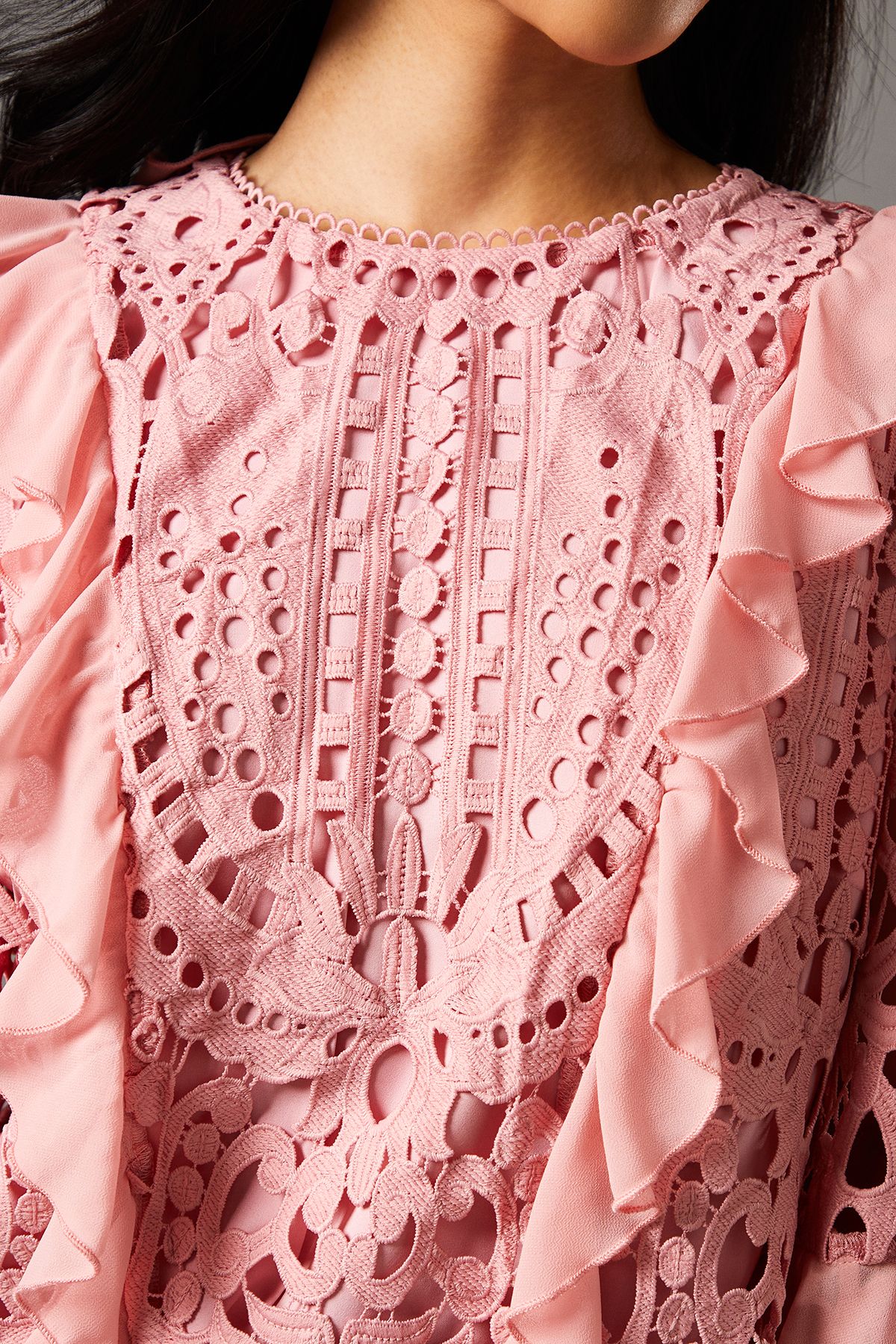 Coast Lace Frill Sleeve Top Blush image 5
