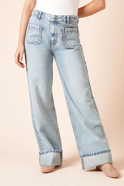 Dorothy Perkins Straight Leg Jean With Patch Pockets Bleach Wash