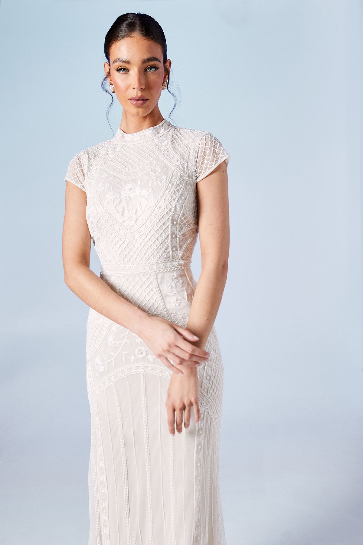 Coast Coast Honoured Beaded and Embellished Cap Sleeve Fishtail Wedding Dress Ivory image 2