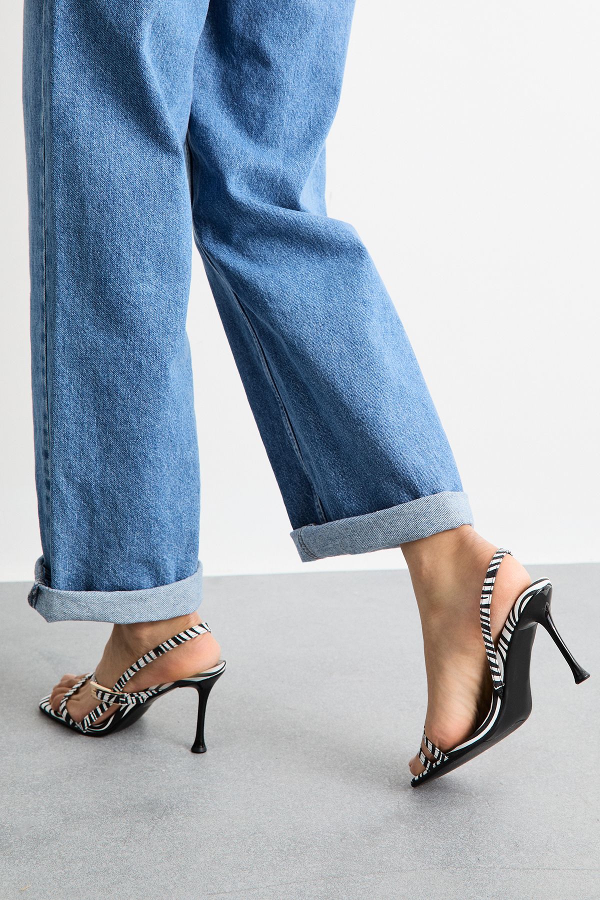 MissPap Zebra Print High Stiletto Heel Strappy Sandals Zebra image 3