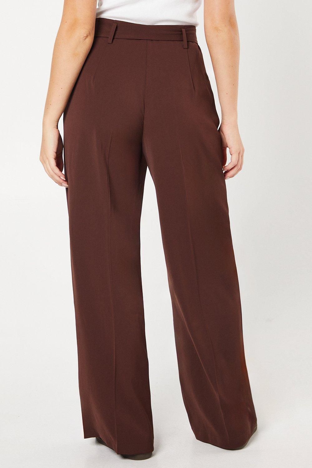 Dorothy Perkins Paperbag Belted Wide Leg Trouser Chocolate image 3