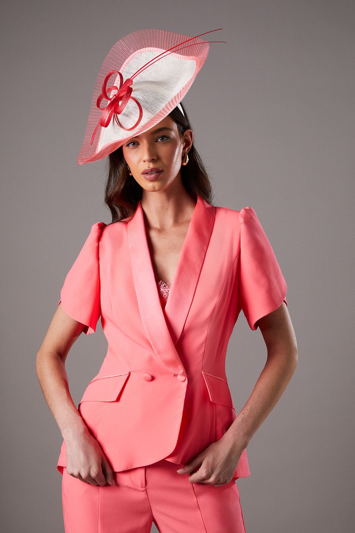 Coast Lisa Tan Seam Detail Tailored Blazer Coral image 1