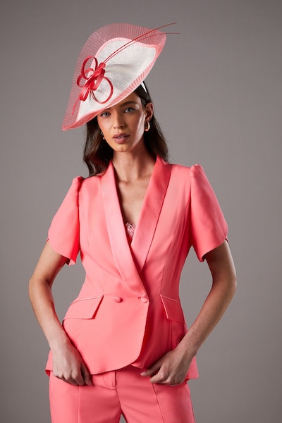 Coast Lisa Tan Seam Detail Tailored Blazer Coral