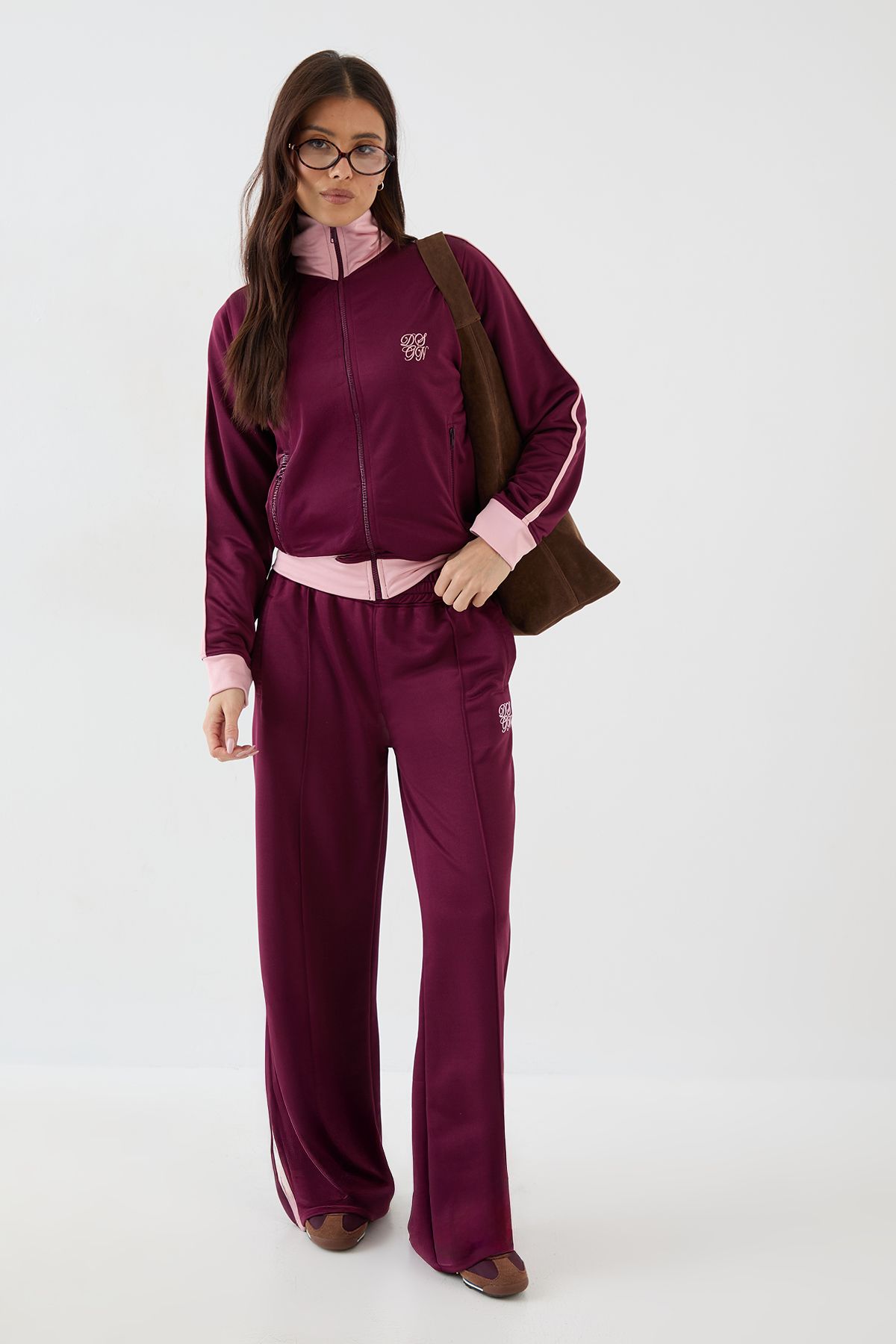 DSGN Studio DSGN Studio Tricot Contrast Zip Through Track Jacket Plum image 3