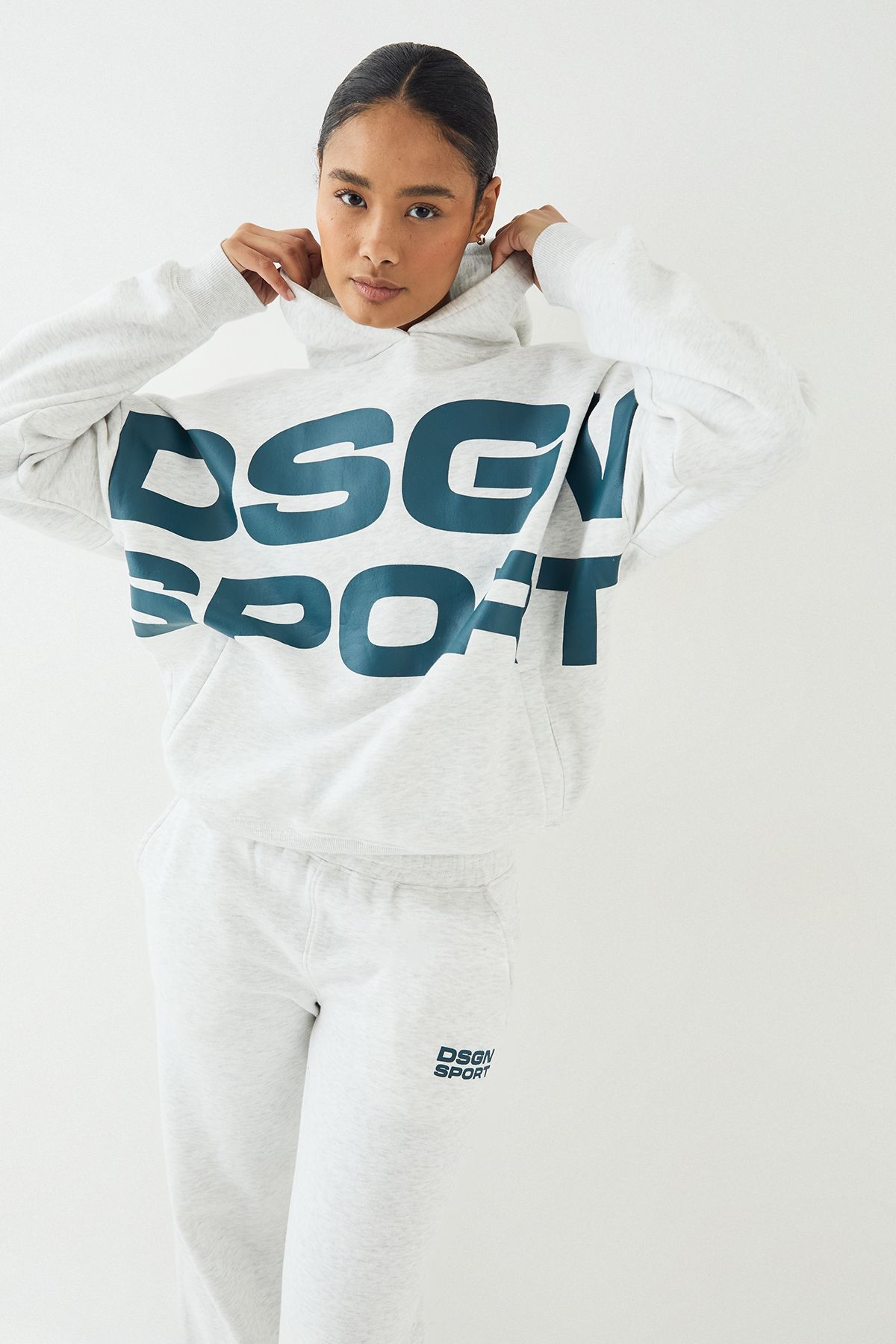 DSGN Studio DSGN Studio Sport Oversized Hooded Tracksuit Ash Grey image 1