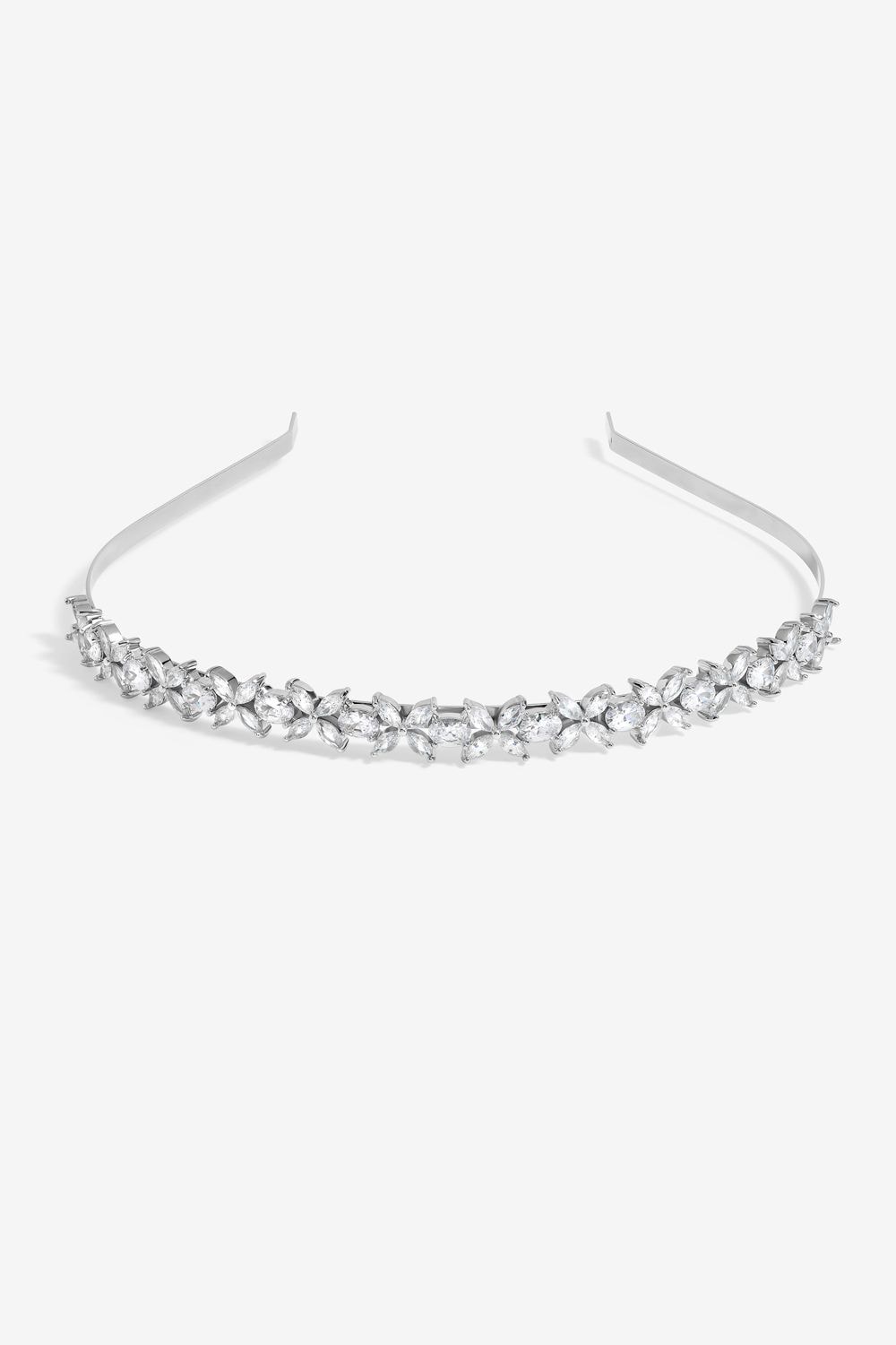 Jon Richard Silver Plated Crystal Floral Single Row Headband image 1