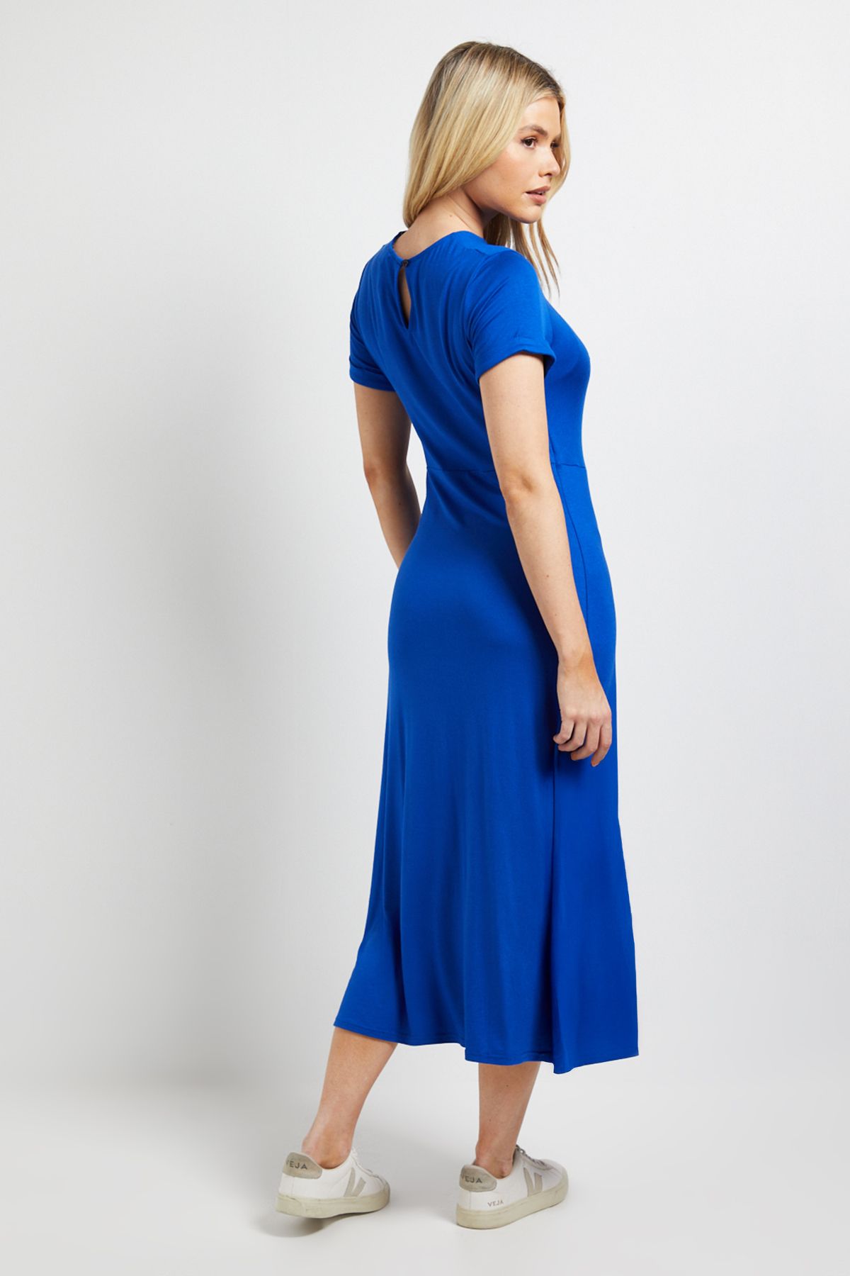 Dorothy Perkins Tie Detail Short Sleeve Jersey Midi Dress Cobalt image 3