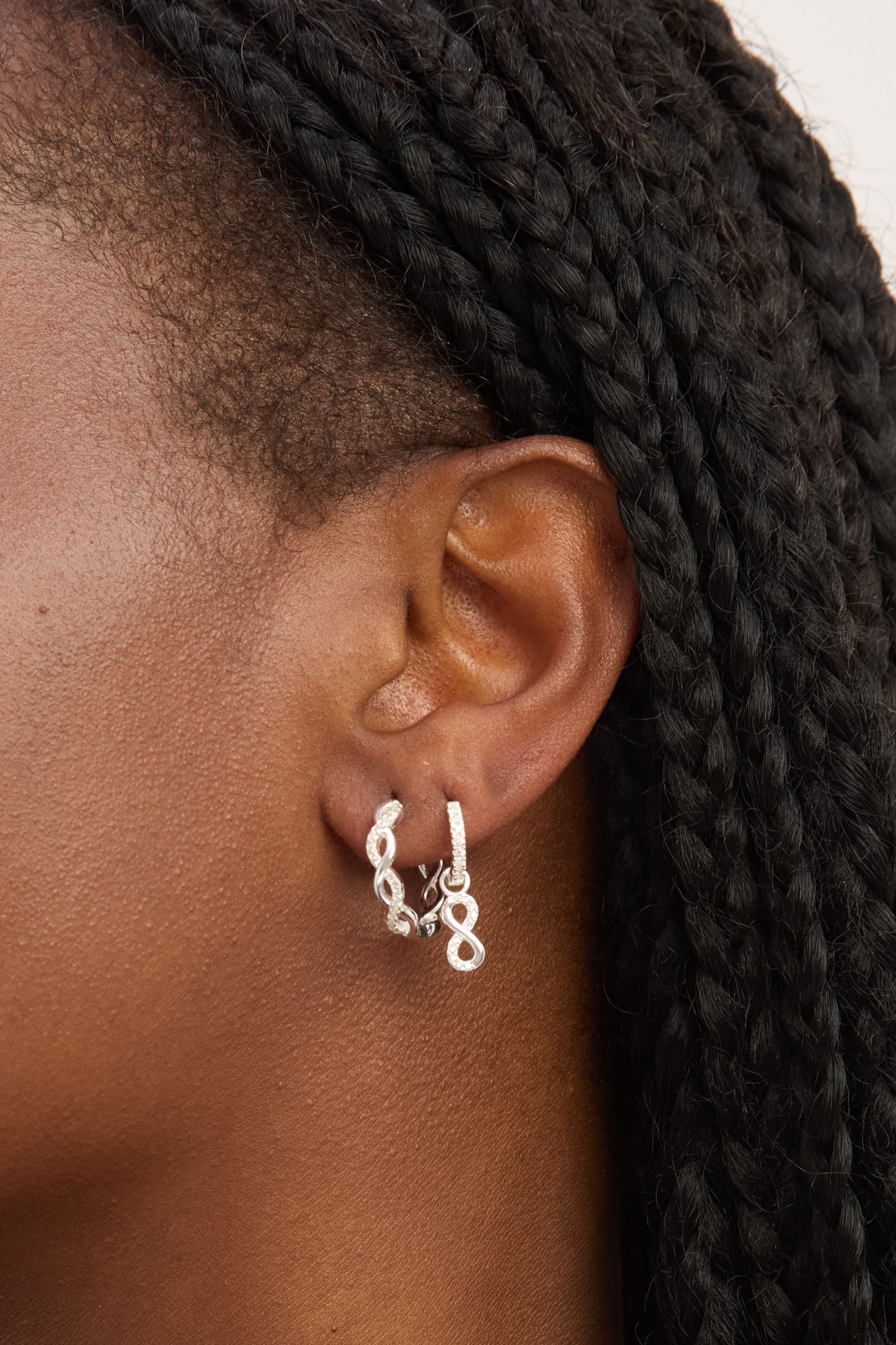 Simply Silver Sterling Silver 925 Pave Infinity Charm Hoop Earrings image 3