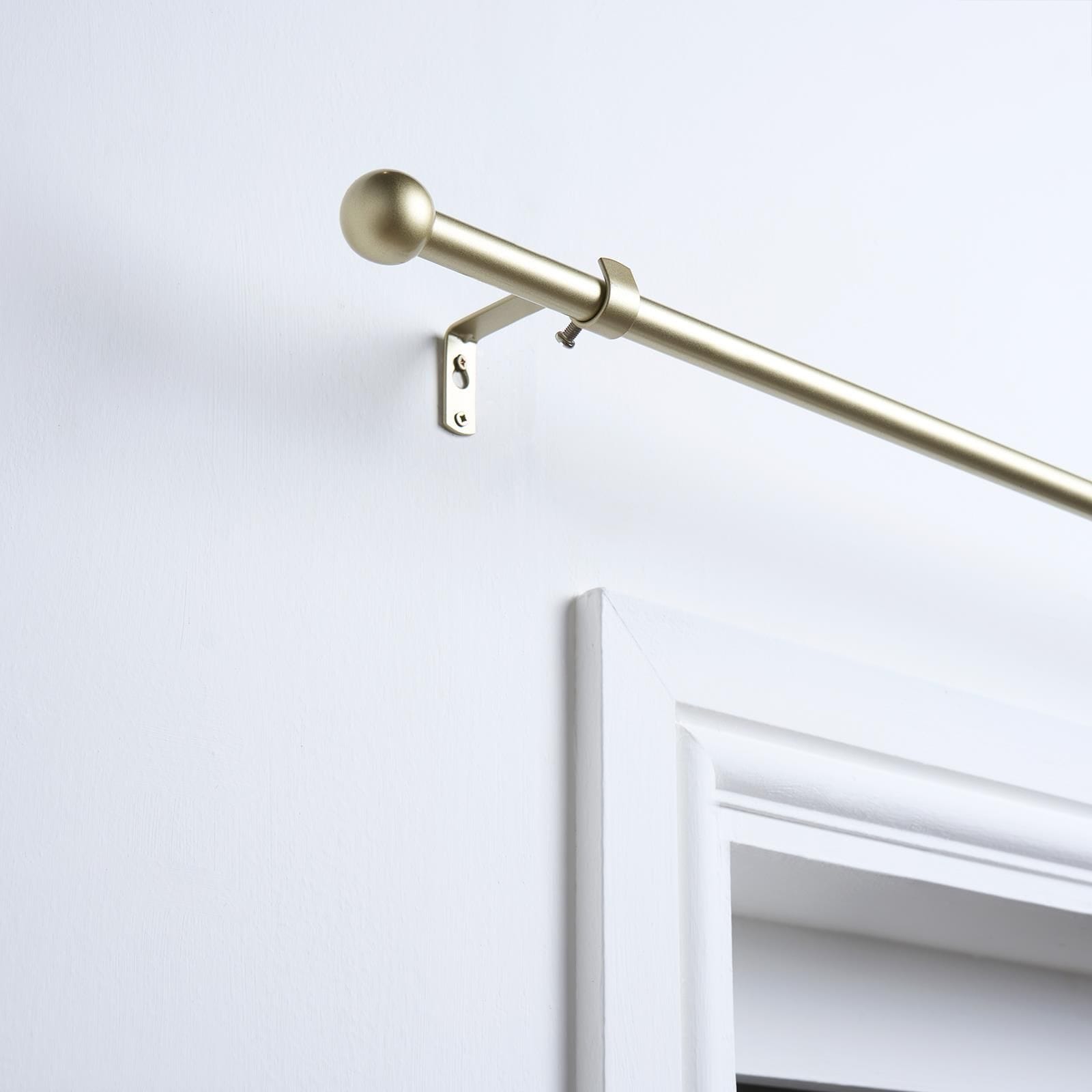 OHS Curtain Pole Extendable 16mm Metal Finnials Ball End Rings Rod Fittings image 1