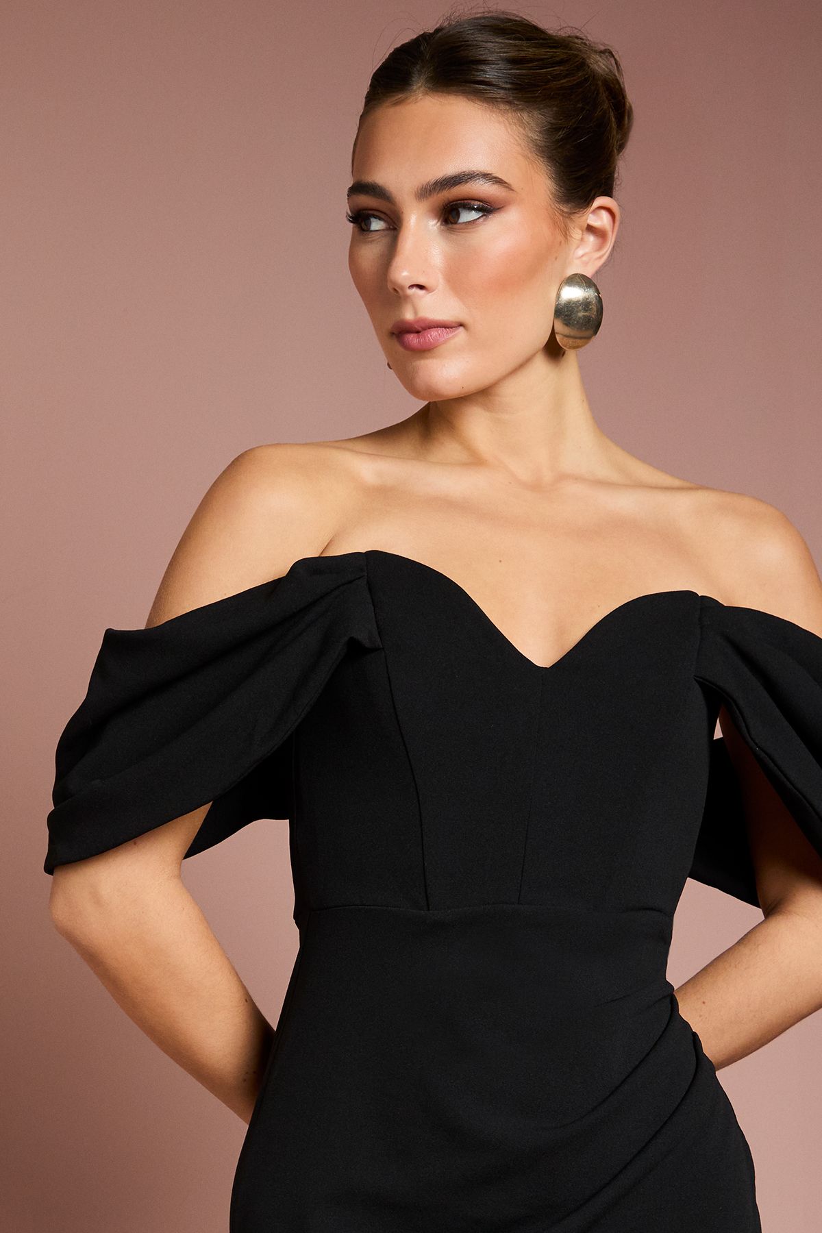 Coast Bardot Stretch Fishtail Maxi Dress Black image 3