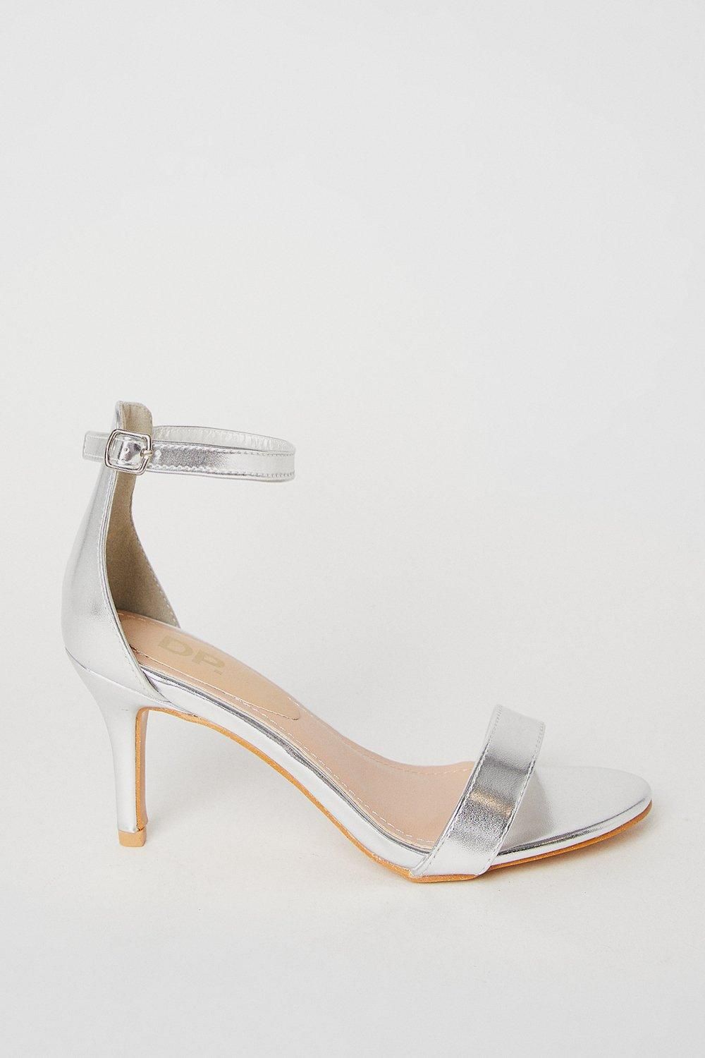 Dorothy Perkins Tasha Barely There Medium Stiletto Heel Sandals Silver image 2