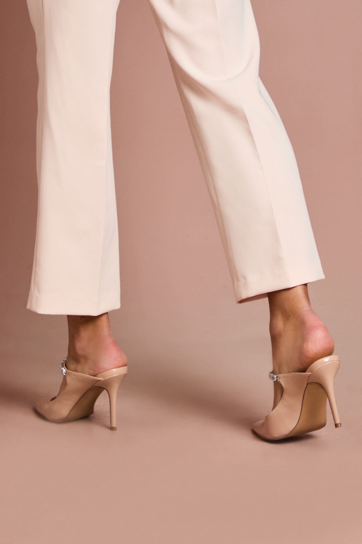 Coast Patricia Faux Patent Leather Diamante Maryjane Stiletto Open Back Court Nude image 4