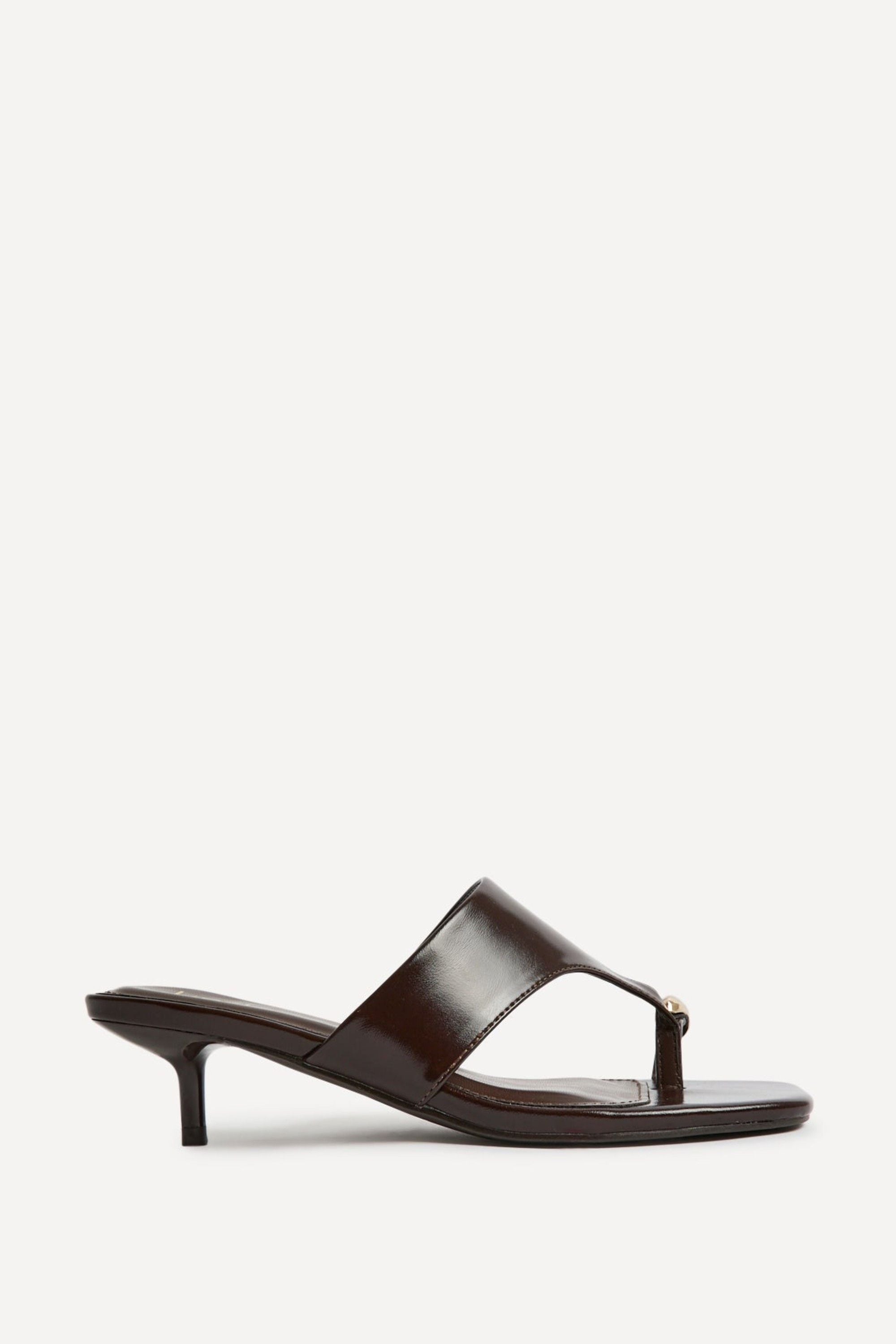Linzi Manhattan Brown Faux Leather Mule Heels