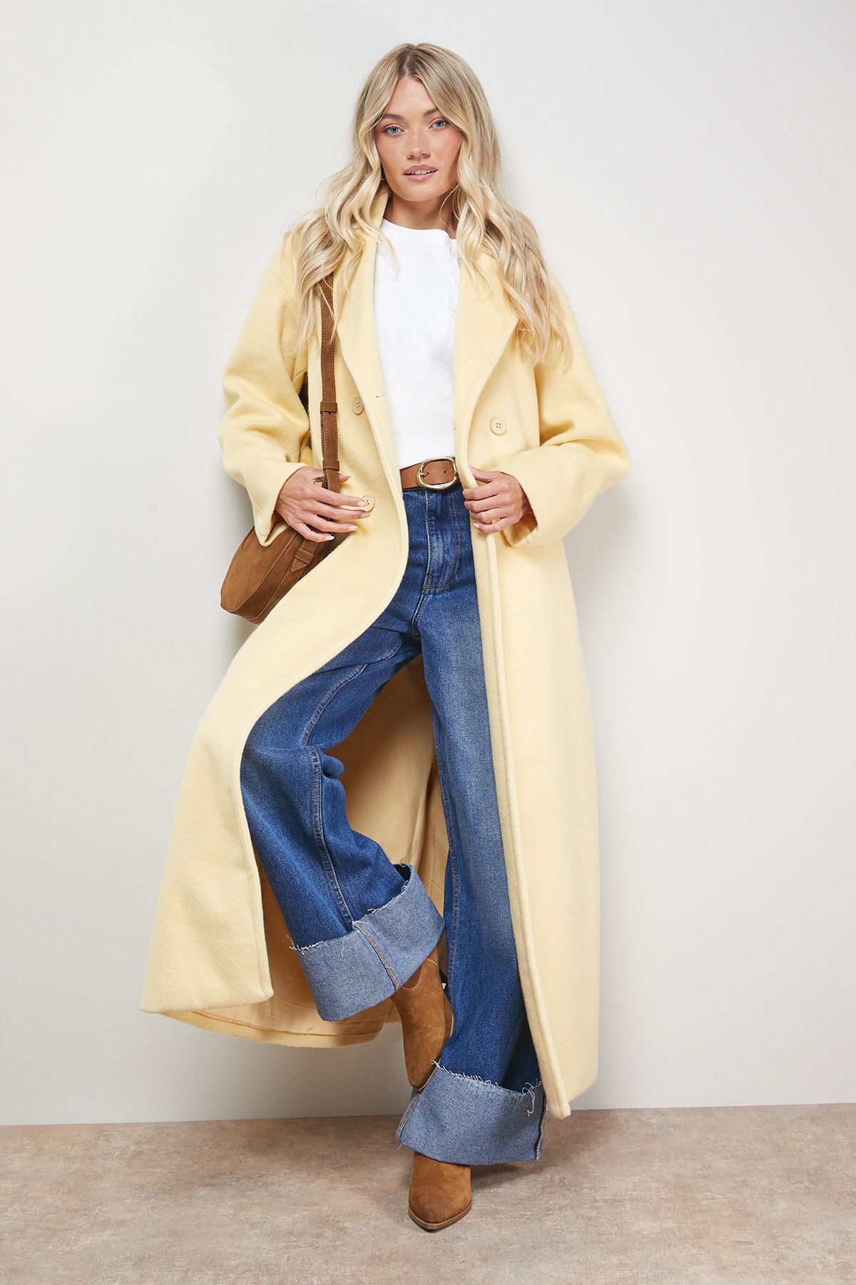 Oasis Relaxed Maxi Belted Coat Yellow image 1
