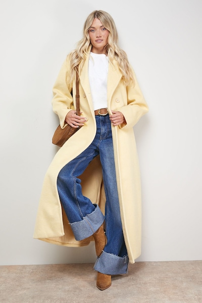 Oasis Relaxed Maxi Belted Coat Yellow