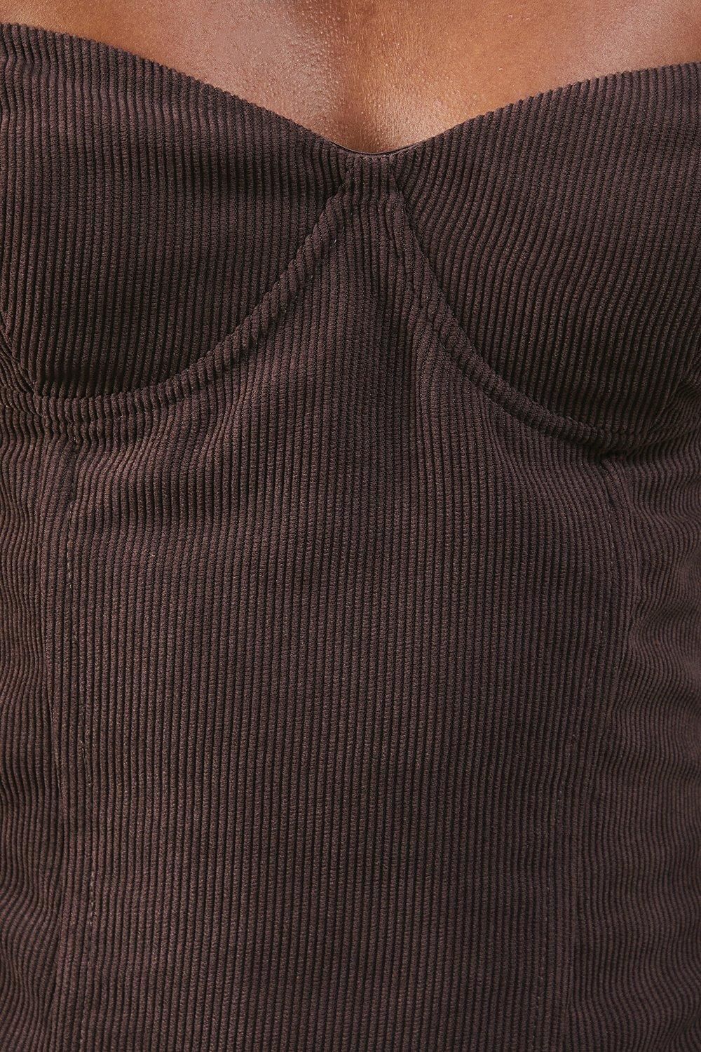 Warehouse Cord Bustier Top Chocolate image 5