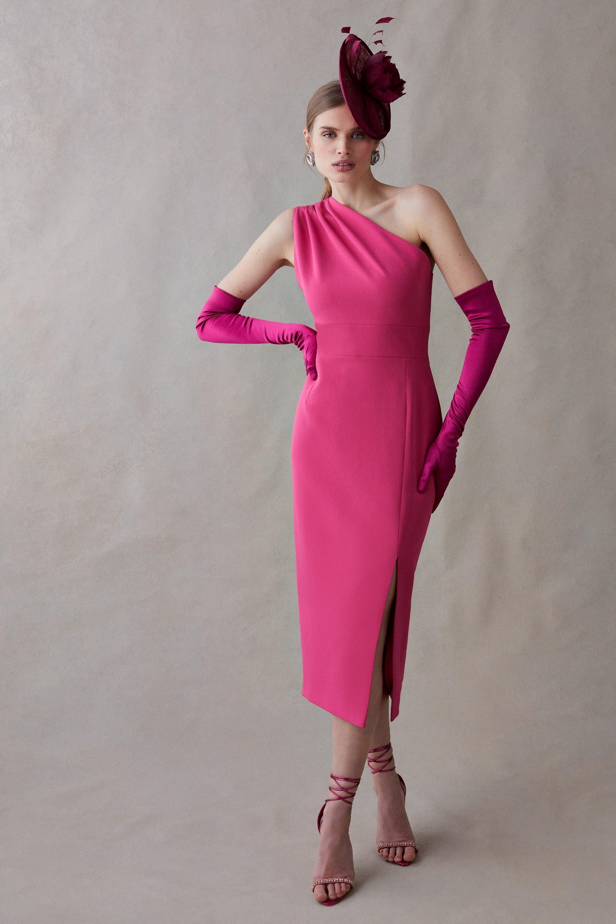 Coast Premium One Shoulder Pencil Dress Pink image 1
