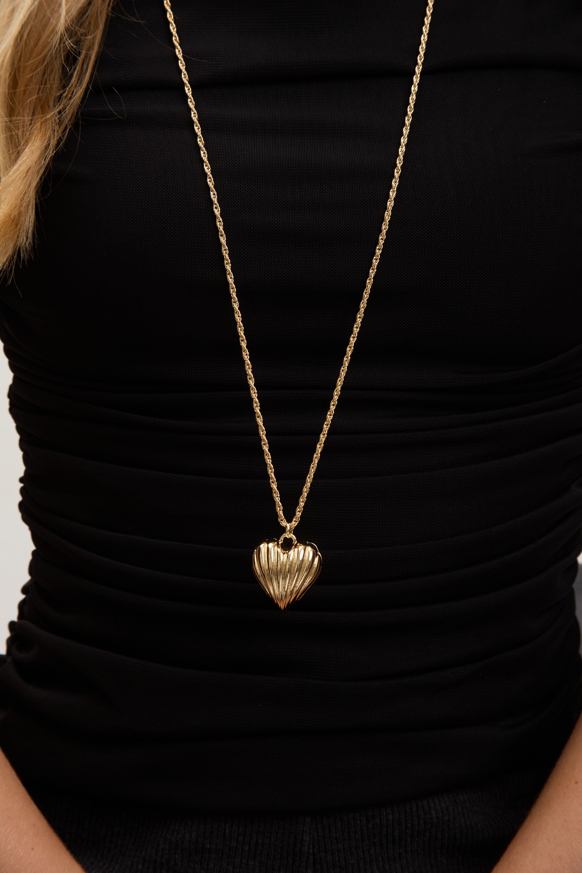 Jon Richard Gold Plated Ridge Heart Long Pendant image 2