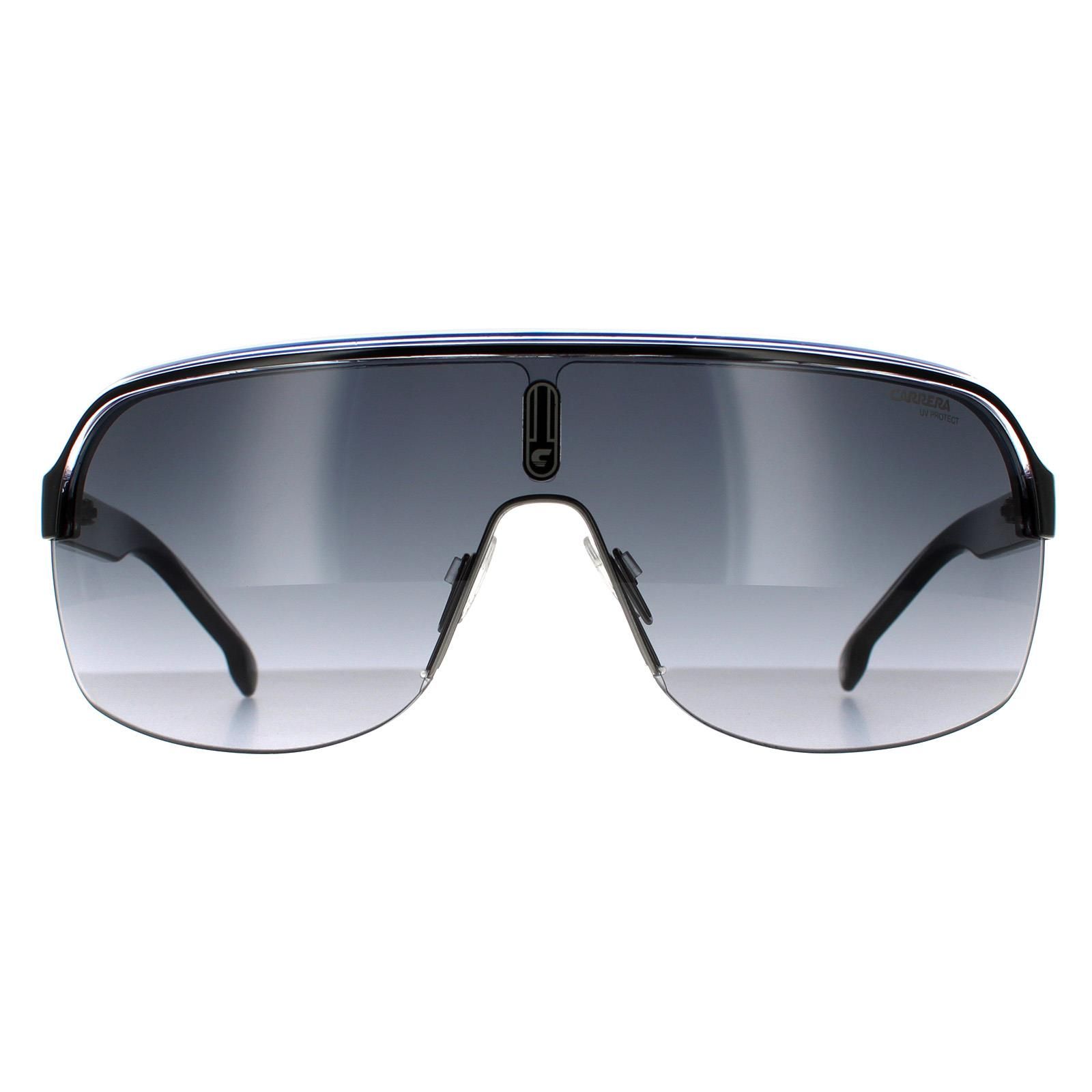 Carrera Shield Black Crystal White Blue Dark Grey Gradient Sunglasses